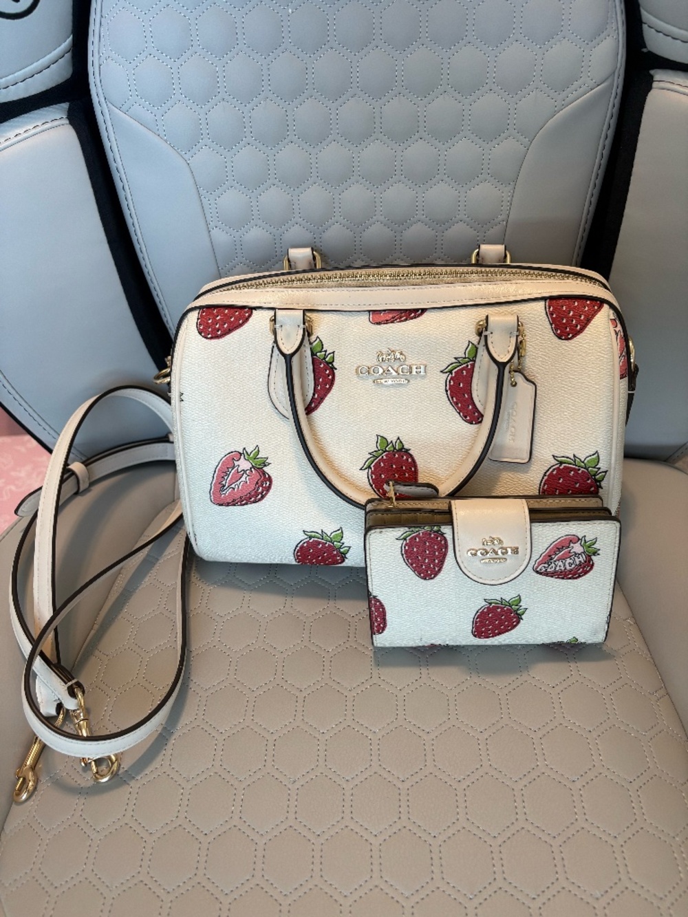 COACH Outlet Rowan Satchel in Strawberry/Chalk